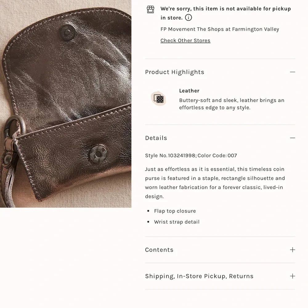 Free People Metallic Leather bag Wristlet NEW